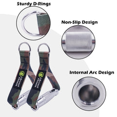 Heavy Duty Metal Gym Handles Cable Machine Attachment Resistance Band Workout Hand Grips Fitness Camouflage Multiple Colors