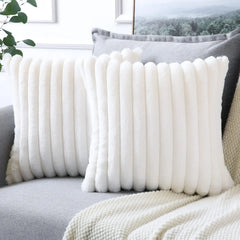 1 piece of plain rabbit hair short pile pillow case, holiday home pillow decoration, soft and comfortable rabbit-hair fabric, su