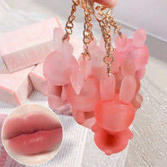 Matte Keychain Lip Gloss Waterproof Non-Stick Cup Long Lasting Moisturizing Cute Rabbit Nude Red Lip Glaze Tint Korean Cosmetics