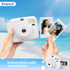 Popoto 3-Inch Instant Camera Uses Fuji Instax Mini 11 12 Film Macaron Point & Shoot Photography Vintage Photo Gift for Teens