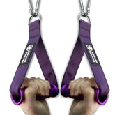 1Pair Purple Metal Gym Handles Double Webbing Heavy Duty for Cable Machine Attachment Resistance Bands Fitness Equipment