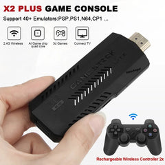 NEW Rechargeable X2 PLUS Video Game Stick Console 2.4G P3 Rechargeable Wireless Controller Retro Games for PSP/PS1/FC 64G/128G