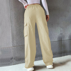 Fashion Women Baggy Joggers Pants Casual Communte Female Chic Straight Cargo Pant Elastic High Waist Elegant Oversized Trousers