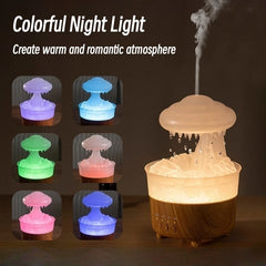 Mushroom Rain Cloud Humidifier Raindrop Humidifier 2/4/8h Timing Colorful Night Light Essential Oil Diffuser Home Bedroom Gifts