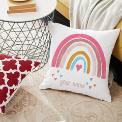 Rainbow Print Custom Made Cushion Cover Adult Children Personalized Name Customize Pillowcase Home Housewarming Birthday Gifts