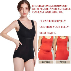 Warm Shapewear Bodysuit Women Winter Thick Thermal Abdominal Compression Body Shaper Bodysuit with bras