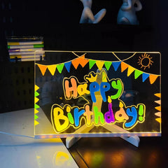 Light Up Acrylic Message Board Rewritable DIY Children's Glowing Drawing Board Message Lamp With 7 Colorful Pens 2026 New
