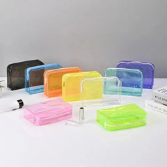 Candy Color Transparent Cosmetic Bag PVC Waterproof Large Capacity Makeup Bag Travel Cosmetic Organizer Toiletries Storage Bag