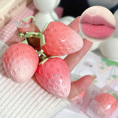 Strawberry Keychain Temperature Color Changing Lipstick Long Lasting Moisturizing Nourishing Lip Balm Cute Lip Gloss Cosmetics