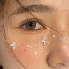 1-6pcs 3D Acrylic Diamond Stickers Butterfly Crystal Patch Face Paste Stage Makeup Rhinestones Jewelry Mermaid Pearl Tattoo