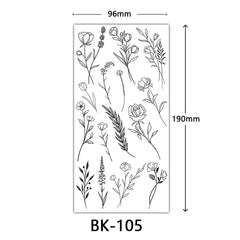 Black Large Flower False Tattoo Sticker For Women Rose Peony Temporary DIY Water Transfer Tattoos Girls Hand back Body Art