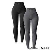 OQQ Women's 2 Piece High Waist Cross Over Yoga Leggings Ribbed Seamless Workout Athletic Exercise Leggings