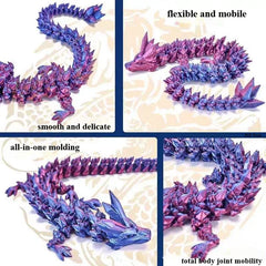 3D Printed Dragon Rotatable Connected Dragon Western Crystal Dragon Home Offices Desktop Crafts Decoration Creatives Gift Decor