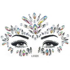 3D Face Jewels Sticker Temporary Tattoo Crystal Rhinestone Stickers Body Art Shiny Gem Tattoo Makeup Stickers Face Gems Sticker