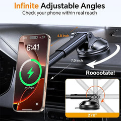 UYUXIO Strong Magnetic Wireless Car Phone Charger Adapter 15W Dashboard Windshield Car Phone Holder for iPhone 16 15 14 Pro Max
