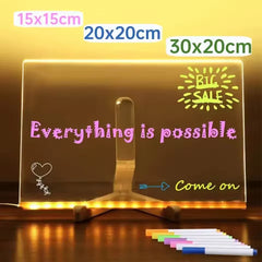 Light Up Acrylic Message Board Rewritable DIY Children's Glowing Drawing Board Message Lamp With 7 Colorful Pens 2026 New