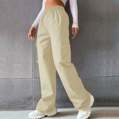 Fashion Women Baggy Joggers Pants Casual Communte Female Chic Straight Cargo Pant Elastic High Waist Elegant Oversized Trousers