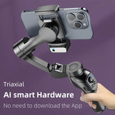 3-Axis Smartphone Gimbal with AI Face Tracking Fill Light Anti-Shake for YouTube/TikTok/Vlogger Lightweight Easy to Use Portable