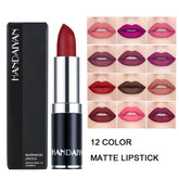 HANDAIYAN 12 Colors Matte Lipstick Long Lasting Velvet Lip Tint Waterproof 24 Hours Red Lip Gloss Cosmetics Make Up