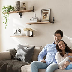 Floating Wooden Shelves Display Shelf Solid Wood Shelves Wall Storage Rack for Bedroom Kitchen Home Decoration Plant Holder