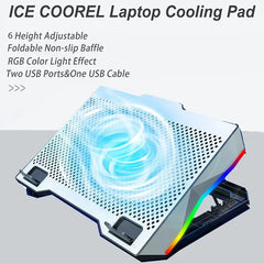 Laptop Cooling Stand with an Oversized Fan 2 USB Port and Phone Holder 6 Height and Wind Speed Adjustable for 12-17 In Notebook