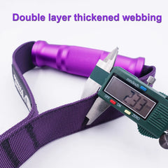 1Pair Purple Metal Gym Handles Double Webbing Heavy Duty for Cable Machine Attachment Resistance Bands Fitness Equipment
