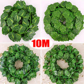 2-10M Artificial Ivy Leaves Garland Hanging Vine Fake Plants Outdoor Greenery Wall Decor Home Party Festival Garden Decor String