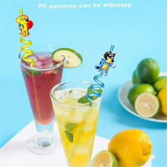 10pcs Kawaii Bluey Family Cartoon Creative Straw Accessories Party Home Cute Animal Theme Colorful Straws Bluey And His Friends