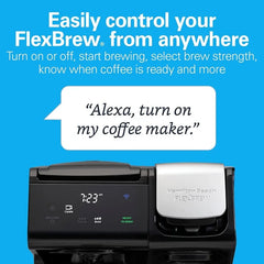 49911 FlexBrew Trio 2-Way Coffee Maker, Single Serve & Full 12c Carafe, Black, FastBrew, Removable Reservoir, Alexa Enabled