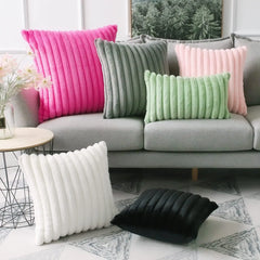 1 piece of plain rabbit hair short pile pillow case, holiday home pillow decoration, soft and comfortable rabbit-hair fabric, su