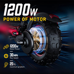 1200W Off-road Electric Scooter with Seat, 48V 21Ah Battery, Max speed 30Mph, Range 35Miles, Foldable Commuter E-scooter