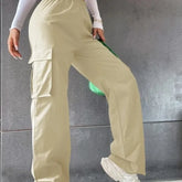 Fashion Women Baggy Joggers Pants Casual Communte Female Chic Straight Cargo Pant Elastic High Waist Elegant Oversized Trousers