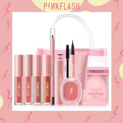 PINKFLASH 11 Pcs Full Makeup Set Mascara Eyeliner Foundation Lipstick Blush Kit Cosmetics for Women With Cosmetics Bag