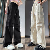 Fashion Women Baggy Joggers Pants Casual Communte Female Chic Straight Cargo Pant Elastic High Waist Elegant Oversized Trousers