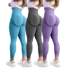 OQQ Women Butt Lifting Yoga Leggings Elastic Workout High Waist Tummy Control Ruched Booty Pants Seamless Gym Compression Tights