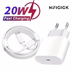 20W PD Charger For iPhone 15 12 14 16 Pro Max USB C Fast Charger For iPhone 16 Plus XR X XS MAX iPad AirPods Fast Charging Cable