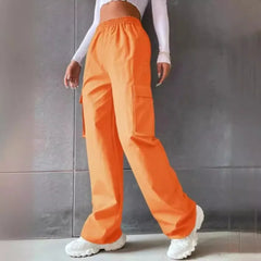 Fashion Women Baggy Joggers Pants Casual Communte Female Chic Straight Cargo Pant Elastic High Waist Elegant Oversized Trousers