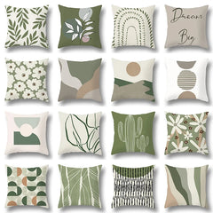 45x45cm Green Plant Sofa Cushion Comfortable Pillow Office Cover Living Room Home Decor Modern Printed Pillowcase