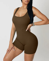 High Elastic Integrated Tight Fitting Jumpsuit Aerial Beauty Back Yoga Suit Seamless Jumpsuit for Women