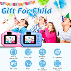 Selfie Children Instant Printing Camera 1080P Video HD Screen Child Camera Girls Boys Brithday Gift For 4-12 Years Kids