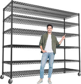 60''W X 82.6" H Steel Heavy Duty Wire Shelving Unit with Wheels, 6-Tier Adjustable Storage Shelves
