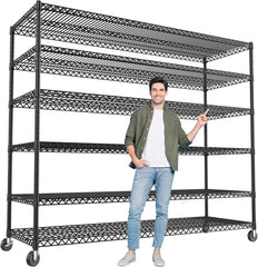 60''W X 82.6" H Steel Heavy Duty Wire Shelving Unit with Wheels, 6-Tier Adjustable Storage Shelves