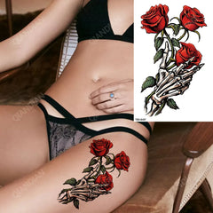 Colorful Lion King Rose Fake Women Tattoo Waterproof Temporary Sticker Flash Animal Fox Skull Arm Art Beauty Totem Sexy Paint