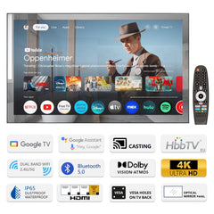Soulaca 32 inches Large Smart TV Mirror 4K Screen Vanishing IPX6 Waterproof for Bathroom SPA Google System WiFi Bluetooth