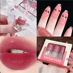 CapsuleJelly Lip Gloss Oil Lip Tint Base Makeup Lip Glaze Plumper Oil Korean Lipstick Set Shiny Shimmer Clear Moisturizing Care