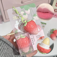 Strawberry Keychain Temperature Color Changing Lipstick Long Lasting Moisturizing Nourishing Lip Balm Cute Lip Gloss Cosmetics