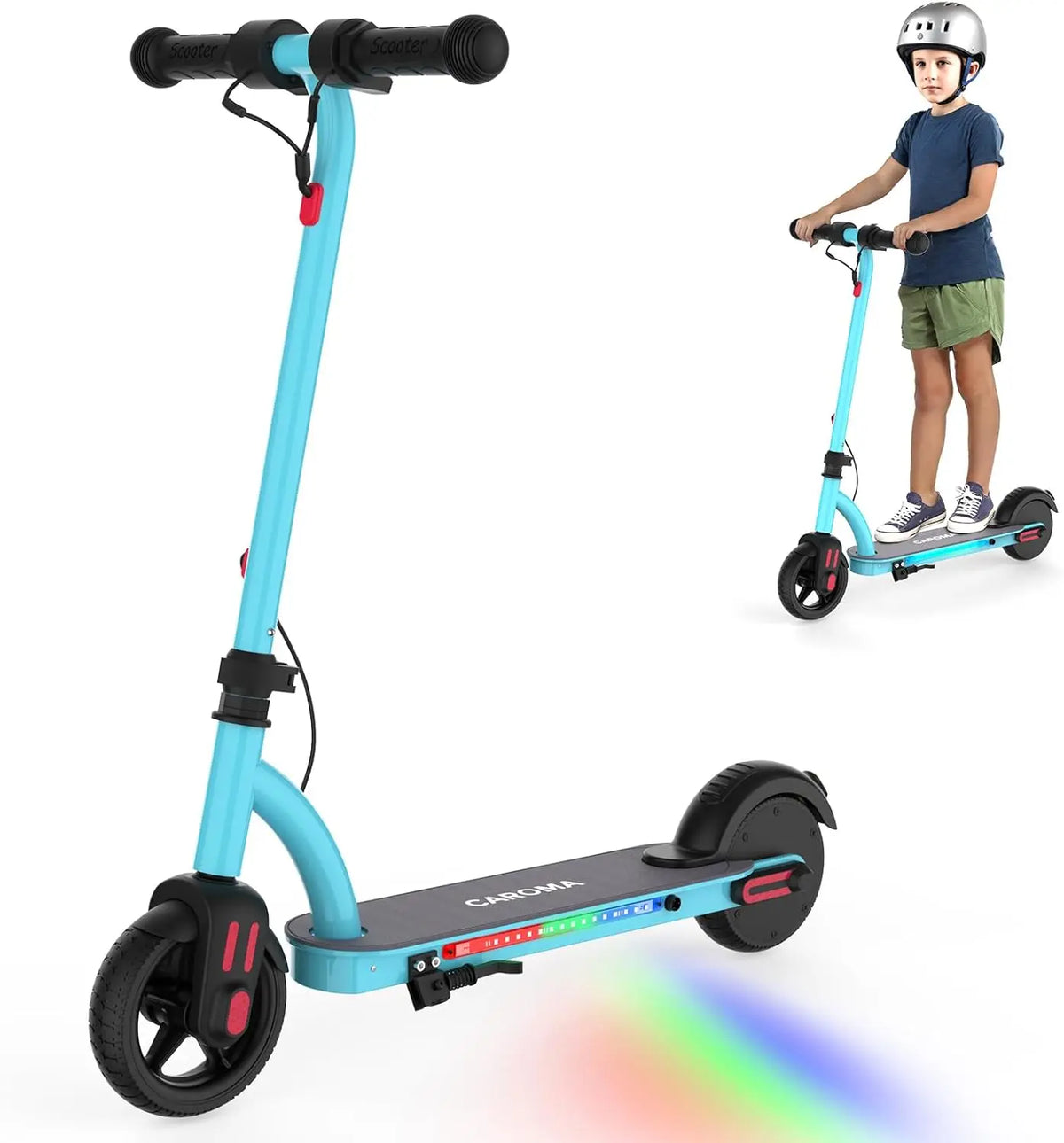 Ages 6-12 Kids Electric Scooter,150W Motor,Colorful Lights,Adjustable Height&Speed,LED Display,Foldable Kids Scooter,Idea Gift