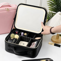 LED Cosmetic Case with Lights and Mirror Cosmetic Bag Large Capacity Premium Feeling Cosmetic Bag Luxury makeup bag