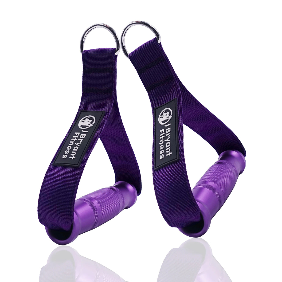 1Pair Purple Metal Gym Handles Double Webbing Heavy Duty for Cable Machine Attachment Resistance Bands Fitness Equipment