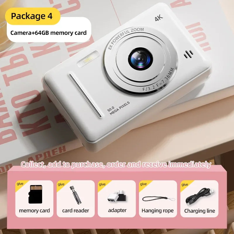 4K Digital Camera CCD Portable Card Camera Entry-level Camera Dual Camera Flash 50 Million Pixels Auto Focus Record Anytime